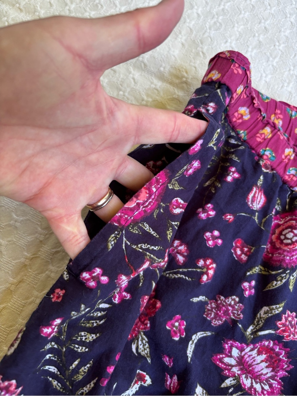 Sundance Navy and Pink Floral Pajama Bottoms - Picture 5 of 11